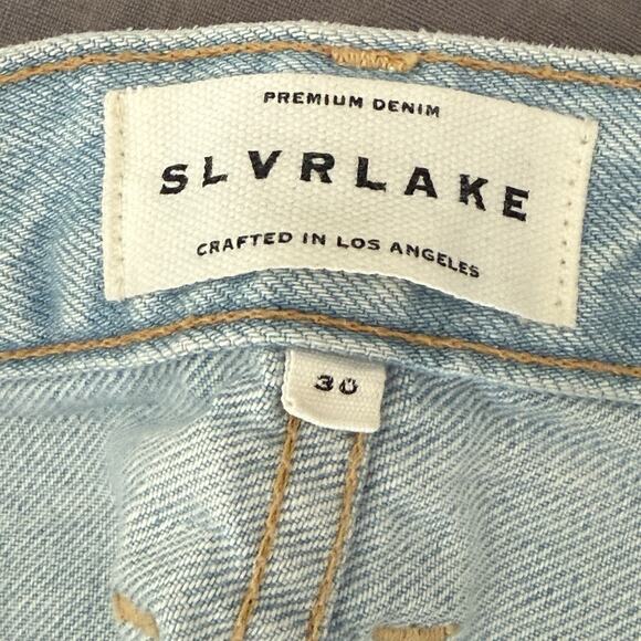 SlvrLake Distressed High Rise Straight Leg Light Wash Jeans London Size 30x31 - Picture 3 of 13